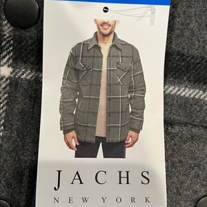 Jachs Men’s Shirt Jacket New york Wool Blend Sherpa Lined Flannel Black